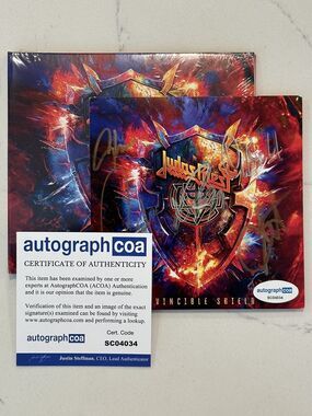 Judas Priest Invincible Shield SIGNED CD Art Card COA ACOA AUTOGRAPHED NEW #4